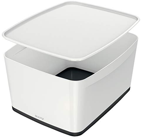 Leitz 18 Litre Storage Box with Lid, Waterproof , White/Black