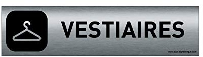 AUA SIGNALETIQUE - Plaque Aluminium brossé imprimé AluSign DARK - 200x50 mm - Double Face adhésif au dos (Vestiaires)