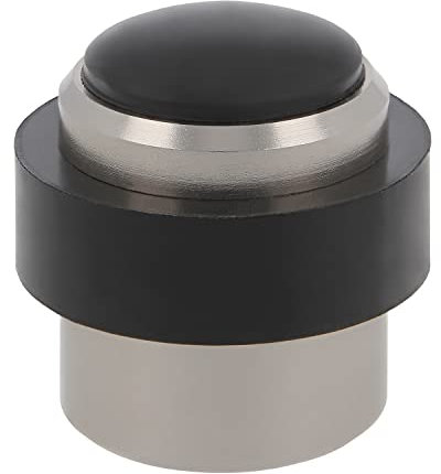 Amig - Fermaporta | Diametro 30 x 36 mm | Modello 205 | Alluminio con finitura in nichel spazzolato | Bordo rotondo | Include piedini + tasselli per l'installazione