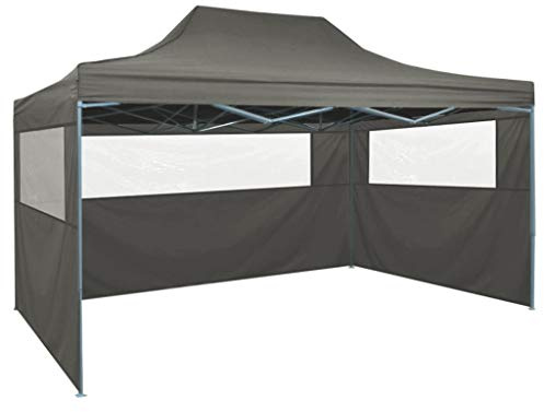 Bopdu Gazebo Professionale Pieghevole 3 Pareti 3x4m Acciaio Antracite
