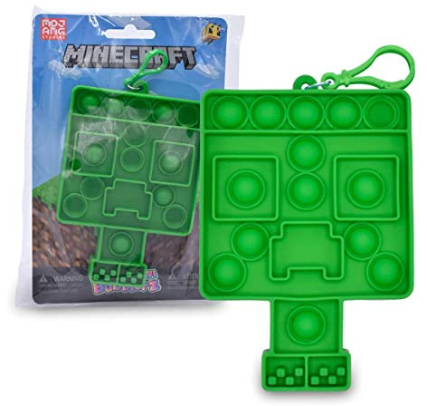 Just Toys LLC Minecraft Mini Bubblerz Fidget Bubble Popper Rucksack Aufhänger (Creeper, Kuh, Steve, Alex)