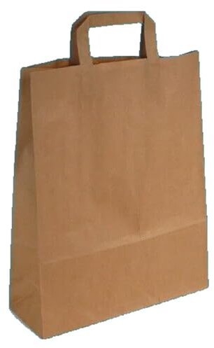 250 Papiertragetaschen Bio Papiertüten mit Flachhenkel braun 90g/m² extrastark nassfest versch. Größen - Inkl. VerpG in D (26+17x25cm)