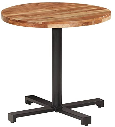 Chusui Bistrotisch, Stehtisch, Balkontisch, Partytisch, Biertisch, Beistelltisch, Bierkasten Tisch, Rund Ø80x75 cm Akazie Massivholz