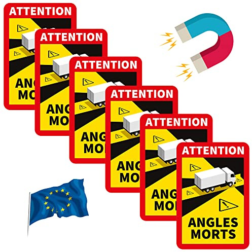 Toter Winkel Aufkleber Frankreich - Angles Morts Magnet Wohnmobil und Bus - magnetschild auto 17 x 25 cm - Wohnmobil Aufkleber Warntafel