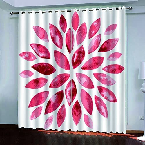 Vorhang Blickdicht Ösen Thermo Verdunkelungs Polyester Gardinen 2 Stück 3D Rosa Blütenblätter Für Schlafzimmer Wohnzimmer Kinder Oder Babyzimmer 280(B) X250(H) cm - Bedruckte Verdunkelungsvorhänge