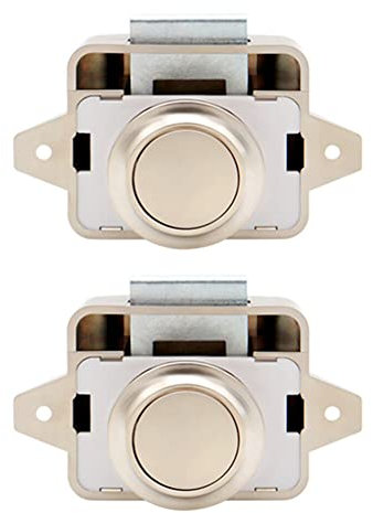 Huamengyuan Push Lock Button Catch Door Verriegelung,Push Button Türschloss aus Zinklegierung Schrankschloss mit Druckknopf für Wohnwagen-Schubladenschloss Campervan Caravan Yacht