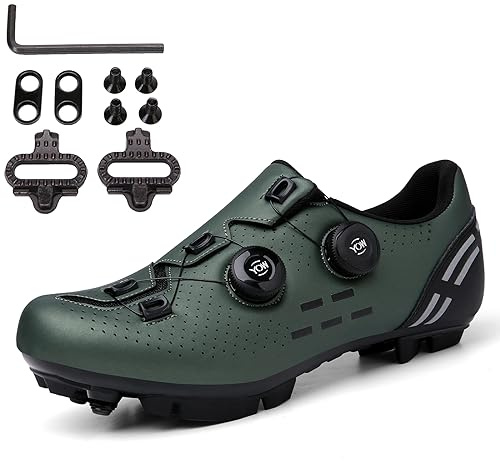 PENXZT Fahrradschuhe Herren MTB Rennradschuhe Mountainbike Schuhe Radschuhe 2 Loch Cleat System mit Schnalle