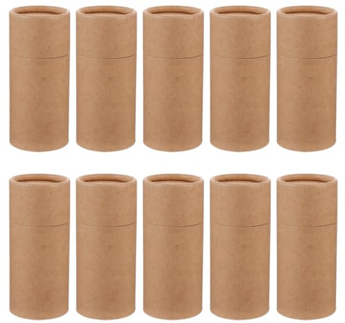 Tofficu Cajas Prácticas de Papel Laminado para Embalaje de Botellas de Aceites Esenciales y Té, Cilindros Amarillos Ecológicos Fáciles de Almacenar, Pack de 10 Unidades para Obsequio