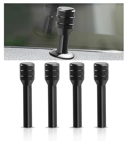 GLSOWEE 4PCS Car Door Lock Knobs, 1.96×0.47 Inch Door Lift Bolt, Black