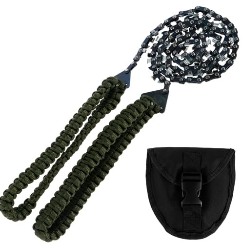 A Pocke Kettensäge 36 Zoll 48 Zähne / 16 Zähne Camping Kettensäge mit Paracord Griff Klappsäge Handkettensäge Tragbare Überlebens-Kettensäge für die