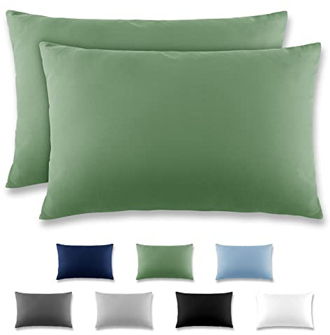 REDKEY Kissenbezug 50x70 cm - 2er Set Kopfkissenbezug - Mikrofaser Kissenhülle für Kissen, Kopfkissenbezüge mit Laschenvershluss, 50 x 70 Pillow Case - Rasen grün