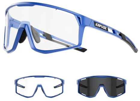 KAPVOE Selbsttönend Fahrradbrille Photochrome Sportbrille Radbrille K180 | Herren Damen Klar Rennrad Brille photochromatisch MTB Brille Radfahren Schnelle Brille mit TR90 Rahmen und UV400 Schutz