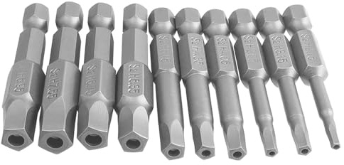 Treki 10 Stück Mini Pentagon Schraubenzieher Bit Set, [S2 Stahl H2.15-H7.55] Fünfkantstern Schraubendreher Bits, Hex Schaft Magnetisch Schrauberbit für Sicherheitskopf- Linsenkopfschrauben