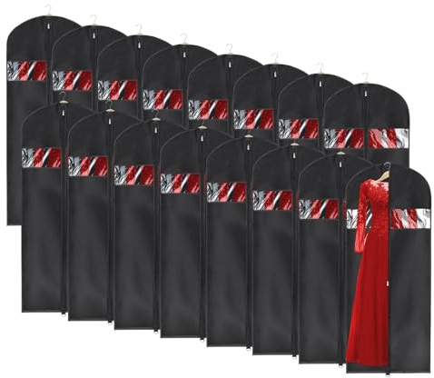 Univivi 16 Pack Suit Cover Bags 60 Inch Garment Bags for Hanging Clothes, Garment Bags for Women Dresses with Clear Window and ID Card Holder for Suit Jacket, Skirt, Shirt and Coat