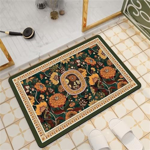 Aoojlo Badezimmerteppich, Badematte rutschfest, Badteppich, Badvorleger, Duschvorleger, Badematten, Teppich Badezimmer, Bathroom Bath Mat, Badezimmer Teppich, Badematte Stein, Bodenmatte, Gelb31x47in