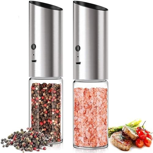 Moulin à Poivre Poivre Ensemble de moulin à sel et à poivre électrique, Rechargeable par USB, Machine à épices automatique, outils de cuisine Moulin à Poivre à Main Moulin à épices ( Color : 2pcs )