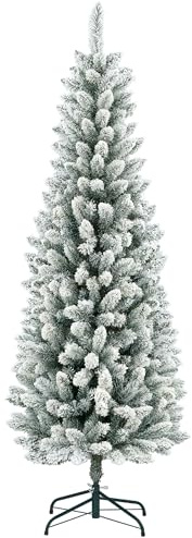 HOMCOM Árbol de Navidad 183 cm 479 Ramas Soporte de Metal Verde | Árbol de Navidad Artificial Nevado, para Salón Interior