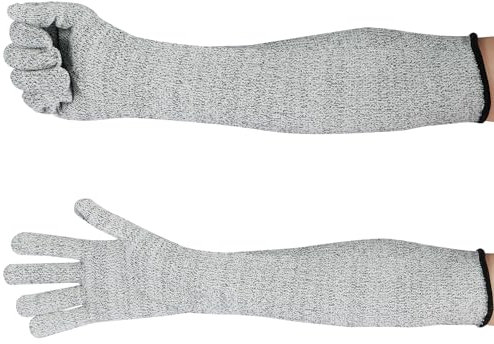 Arm Protection Sleeves Cut Resistant Gloves 50cm Heat-Resistant Bite Resistant Safety Forearm Protection Sleeves with Full Finger Gloves Breathable Long Arm Protector for Garden Kitchen Farm