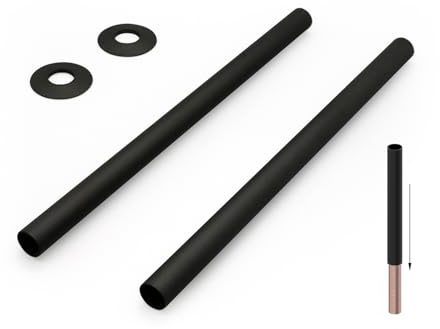 VANCOCO 2Pcs 300mm×18mm Radiator Pipe Sleeves, Matte Black Radiator Collars Cover Pair Radiator Pipe Covers