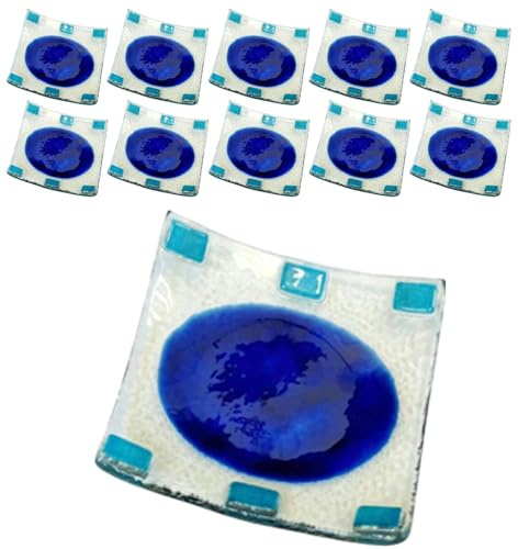Regalami.shop10 bomboniere piattino Stile Murano per Battesimo, Comunione, cresima e Matrimonio (Blu, Sfuso)