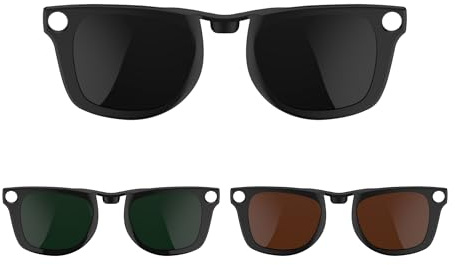 HiBloks 3 st polariserade Clip-on kompatibel med Ray-Ban Meta Wayfarer & Gen 2 (RW4008/RW4012 Large), missfärgningsklämma för Rayban Meta Gen 2 tillbehör (mörkgrön, svart, brun)