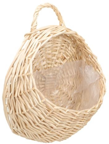 KONTONTY Geflochtener Wand-blumenkorb Aus Rattan Mit Aufhängevorrichtung Großer Hängender Pflanztopf Für Blumen Obst Und Gemüse Vielseitiger Garten Küchenkorb Zur Wanddekoration