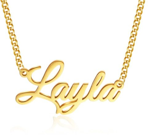 Kiddo Sky Personalisierte Namenskette mit Panzerkette, 18 Karat Vergoldet, Handgefertigt, Individuelles Familien-Halsband, Geschenk für Mama und Frau (1 Halskette mit Namen)