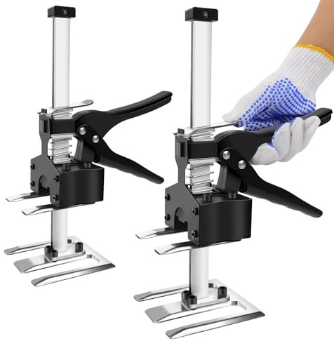 Heavy Duty Labor Saving Arm Jack, Load-Bearing 375 lb, 2 Packs Portable Hand Lifting Jack Tool, Two-Speed Descent Mode, 0-17cm Height Adjustment, Easy to Use, for Ceramic Tiles, Door, Wooden Panel