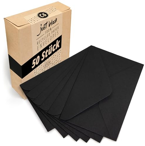 Japun - Buste (50 pezzi) - formato C6, 162 x 114 mm, nero