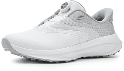 Skechers Hombre Go Golf Mens Waterproof Synthetic Twist-Fit Dial Closure Spike Less Golf Shoe Slip-In Entrenador, White Twist Fit Laces, 43 EU