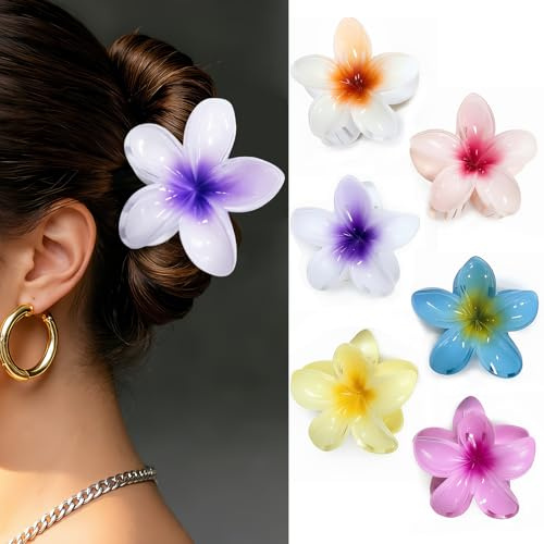Pince Fleur Cheveux 6 Pièces - Grand Modèle 8cm Antidérapant, Maintien Ferme et Solide en Plastique Résistant aux Casses - Pour Cheveux Épais et Fins - Accessoire pour Femmes