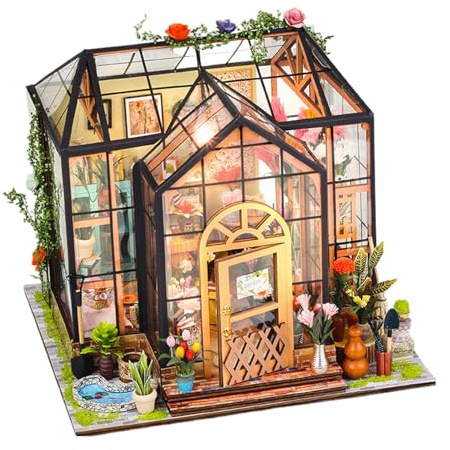 Miniatura casa de muñecas | 3D Mini invernadero maqueta | pantalla decorativa para dormitorio, habitación, adolescentes, Navidad, Halloween, biblioteca, proyectos