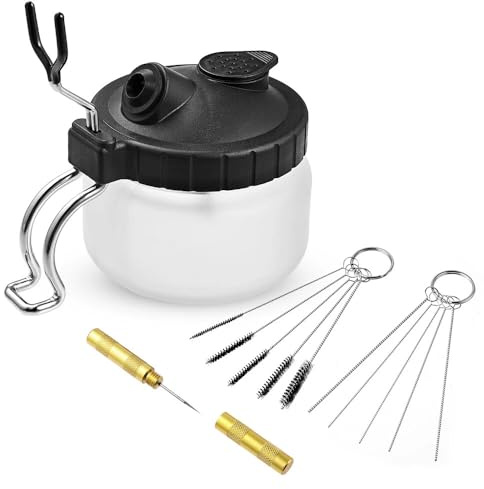 304ML Airbrush Cleaning Pot Glass Air Brush Holder Clean Paint Jar Bottle Kit