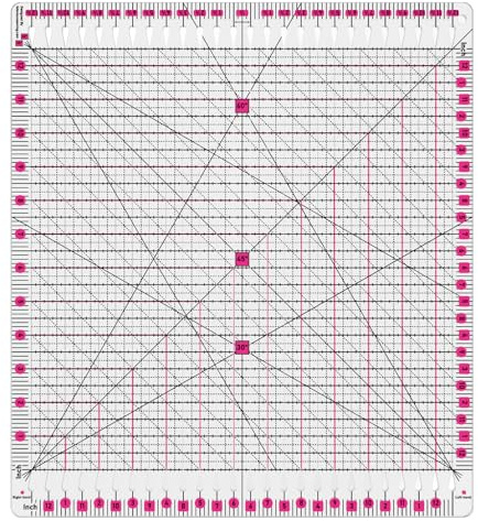 VIVIZEN Quilt-Lineal | 12.5x12.5 Inch Schlitz-Quilt-Lineal zum Schneiden, Nähen und Patchwork | Acryl-Stepp-Lineal mit Messung