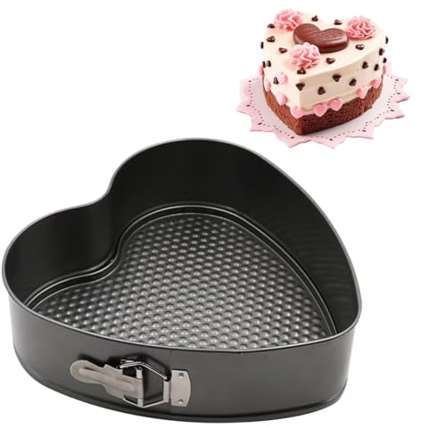 EUBSWA Stampo a cerniera a forma di cuore 21,5 x 19 x 6,5 cm - Stampo per torta con rivestimento antiaderente per stampo da forno, stampi da forno, stampo per torte, stampi per torte, stampo per