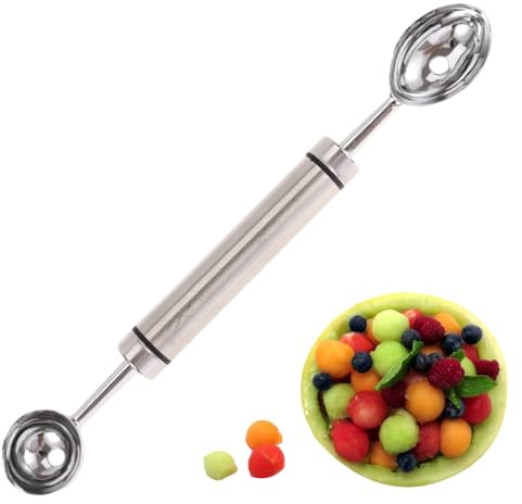 Cuillère Parisine Pour D'eau | Double Cuillère à Boules en Acier Inoxydable,Pour Sorbet Glace Dessert à Servir Pitaya Kiwi Tomates - Service Pitaya Kiwi Tomates Beurre Poire