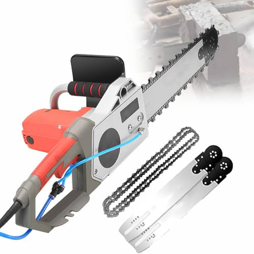 Sierra eléctrica portátil para hormigón, cortadora de pared con cadena de diamante, profundidad de corte de 350 mm/480 mm, con 2 cadenas/2 barras guía, para ranurar ladrillos, granito y mármol. 480