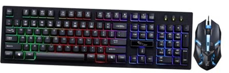 Ipetboom Ensemble Clavier et Souris Mécaniques Filaire Gamer Azerty pour PC Joueurs Design Lumineux Noir USB Suspendu Ergonomique Gaming