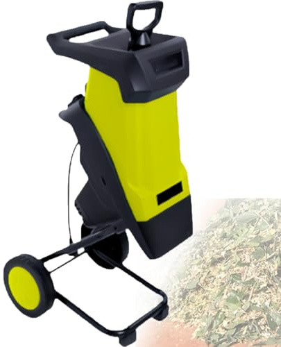 XygZythror Biotrituratore Elettrico per Rami, Biotrituratore Elettrico Trinciatrice 2400w, Trituratore per Rami da Giardino con Ruote, per Foglie/Erba/Sfalci Yellow
