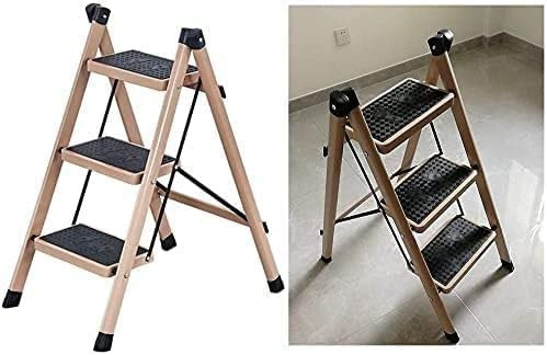 HynJGih Trappstege Bärbar Stegpall Fällbar stege Stegstege Platssparande for hushållskök kontor(Apricot,3 Layer)
