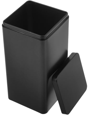 PRETYZOOM Rectangular Metal Tea Tin Canister with Lid, 16.7cm Tall Deep Space Gray Tinplate Storage Box for Loose Leaf Tea, Airtight Kitchen Storage Jar Suitable for Pantry and Countertop