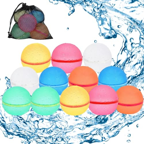 Wiederverwendbare Wasserbomben, 12 Stück Silikon Wasserspielzeug Mit Netzbeutel, Selbstschließende Wasserbälle Für Outdoor Aktivitäten, Sommer Pool Party, Familienfeste Und Strandspiele