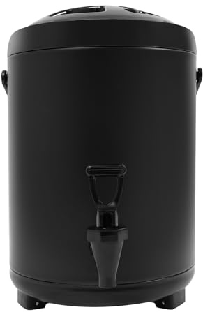 C-Juzarl Termobehållare med tappkran, varm- och kalldryckesdispenser 6 l, rostfritt stål kaffekanna för kaffe, kall mjölk, vatten, juice (svart)