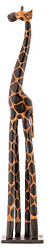 Nexos Trading Deko Giraffe Holzfigur Skulptur Afrika Handarbeit Größe 120 cm – dunkel