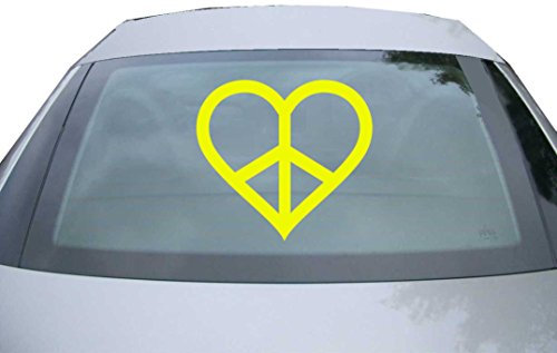 Indigos UG Aufkleber Heckscheibe & Motorklappe - neongelb - 600x549 mm - Peace - selbstklebender Sticker für Auto, Fenster, Bus oder LKW
