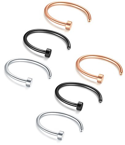 6stk Nasenring Nasenpiercing Fake Nase Lippe Ring Set 20G 18G 16G 6mm/8mm/10mm/12mm Chirurgenstahl Piercing Nasen Schmuck