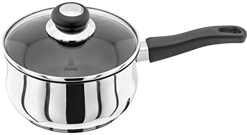 Judge Vista Stainless Steel Non-Stick Large Saucepan 18cm 1.8L, Shatterproof Vented Glass Lid, Induction Ready, Oven Safe, 25 Year Guarantee