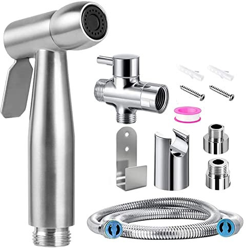 Handheld Bidet Sprayer Kit - Stainless Steel Douche Muslim Shower Spray with Hose Bidet for Toilet Cleaning, Pet Bath, Personal Hygiene
