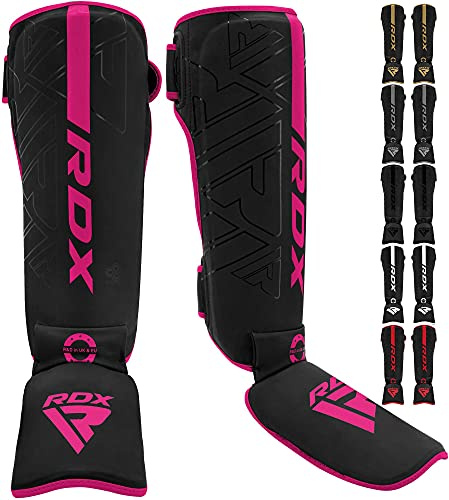 RDX Protezione Tibia Boxe Thai Kick Boxing Arti Marziali MMA Allenamento, Maya Hide Pelle Kara Protege Tibia Muay Thai Krav Maga Sparring BJJ Karate e Combattimento Libero Training Piede Protezione