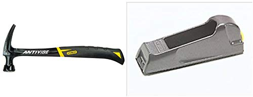 Stanley FMHT1-51278 20oz Fatmax Antivibe Steel Hammer-Rip Claw, Black/Yellow, 570g & Metal Body Surform Block Plane 5 21 399